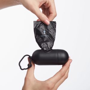 Dog Poop Bags with a holder that attaches on the leash 
