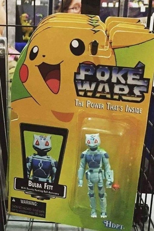 Star Wars pokemon action figure in a box being sold at a store. 