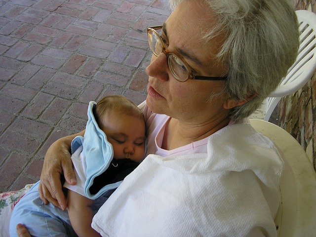 Grandmother holding a grandchild