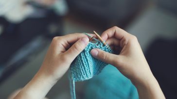 knitting with yarn